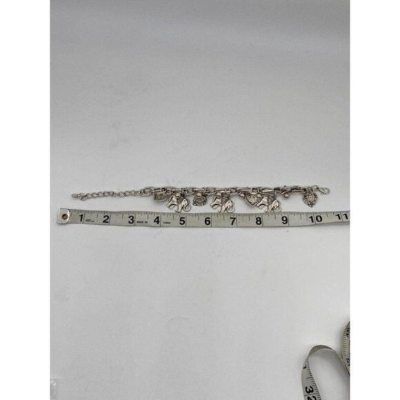 Oriental Elephant and Heart Charm Bracelet Sliver Tone - Picture 2 of 12